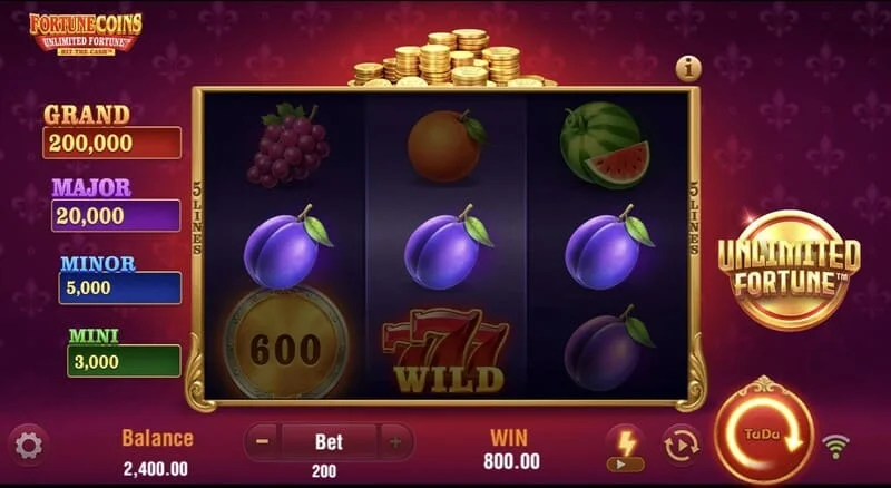 Fortune Coins Unlimited Fortune - Griglia base 3x3 con simboli frutta